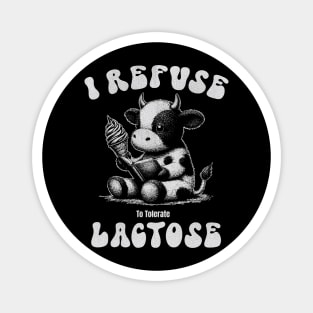 I Refuse To Tolerate Lactose Cute Cow Vintage Retro Magnet